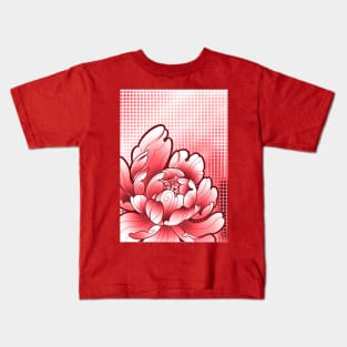 pop art style red peony Kids T-Shirt